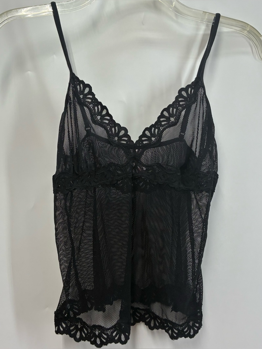 Vintage Y2K Victoria’s Secret Medium Black Nylon Sheer Tank Top Cami Goth Emo